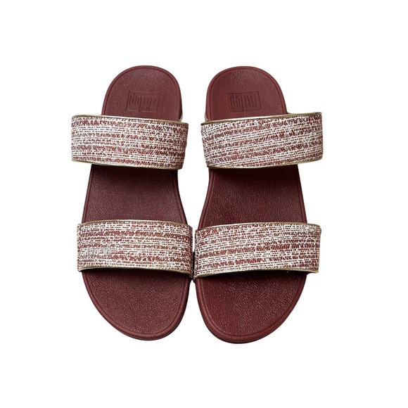 Fitflop Shoes - FitFlop Women Sandals Lulu Shimmerweave Slide Shoes in Clay Brown Size 9 New